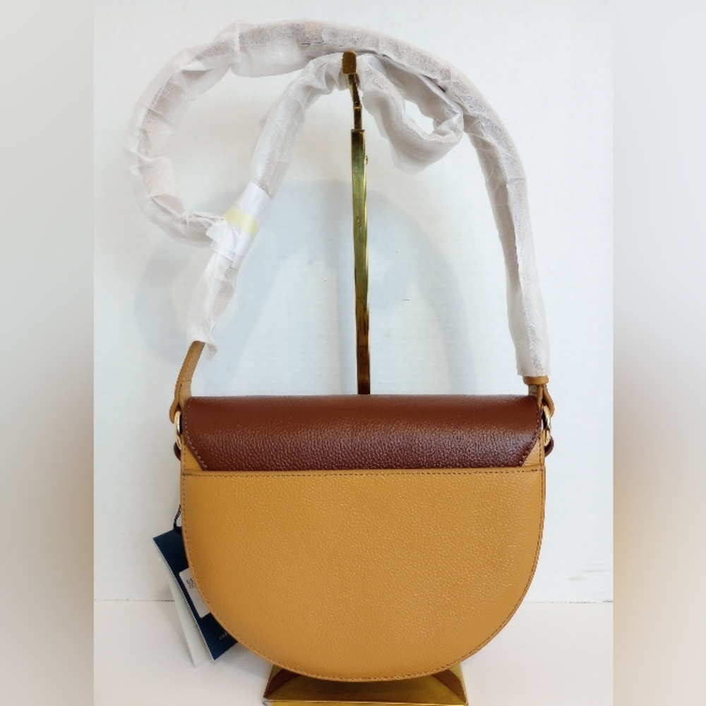 NWT Cole Haan Pebbled Leather Tri-Color Flap Crossbody Evie Saddle Bag - Picture 5 of 16